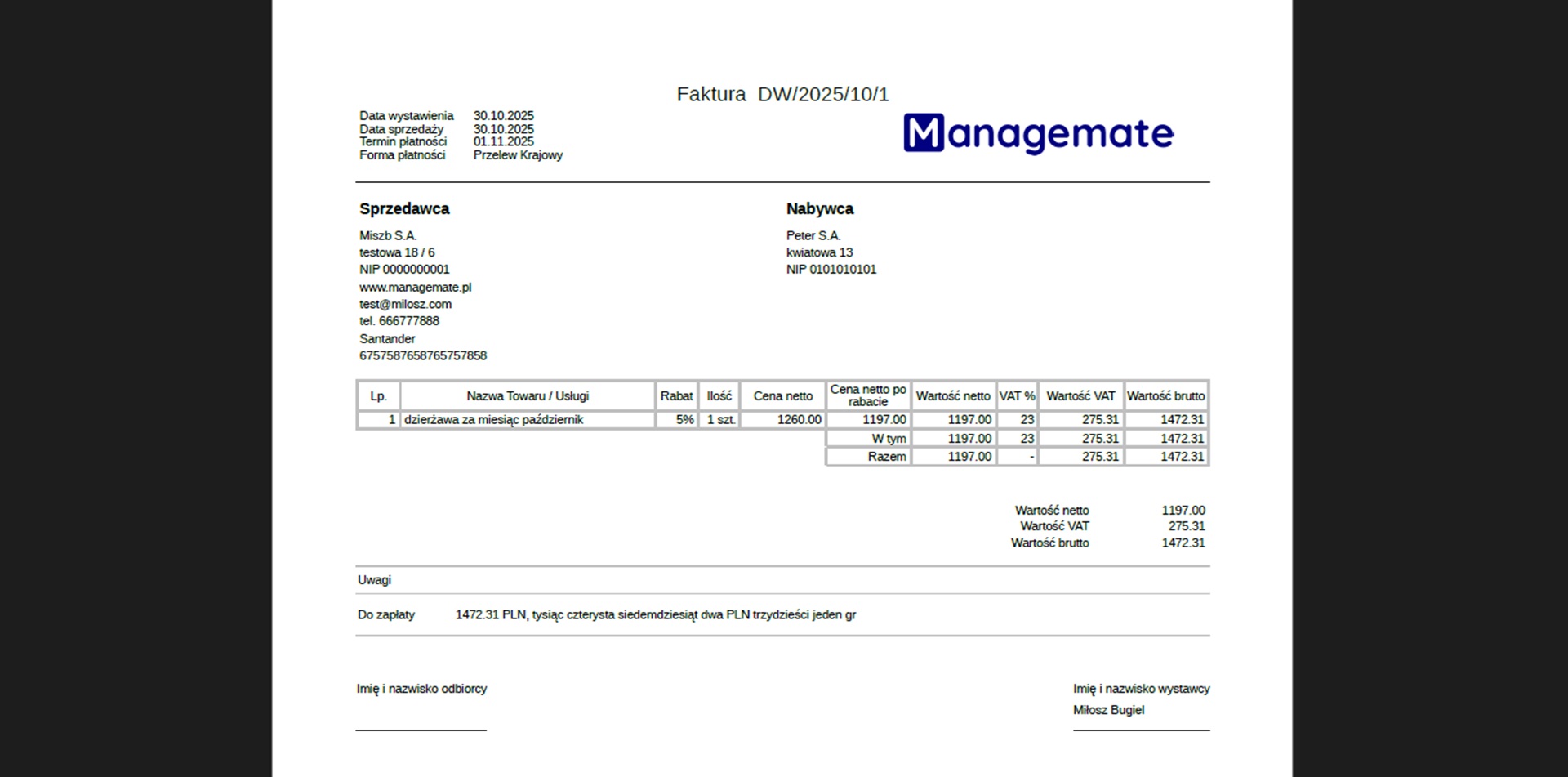 Faktura w formie pliku PDF
