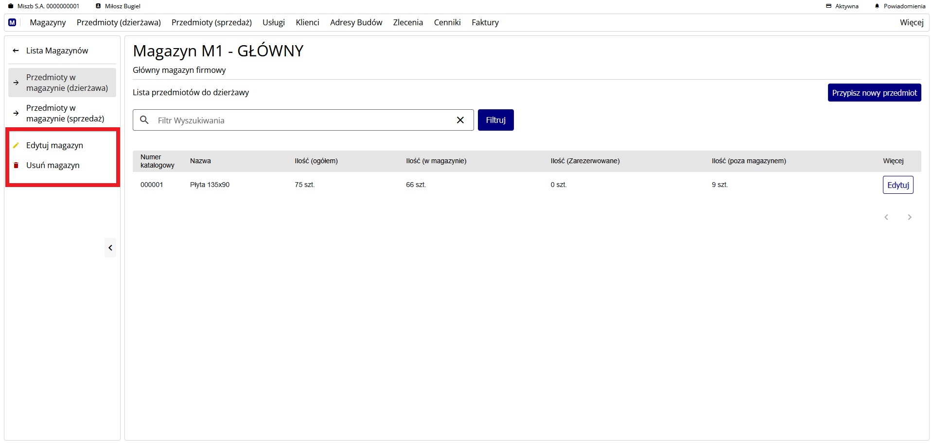 szczegóły magazynu